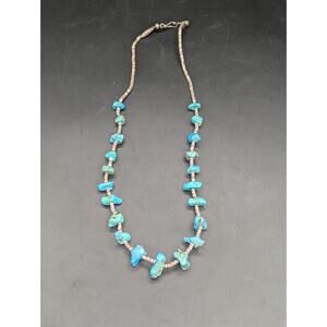 Vintage Native American Santo Domingo Heishi Graduated Turquoise Nugget Necklace